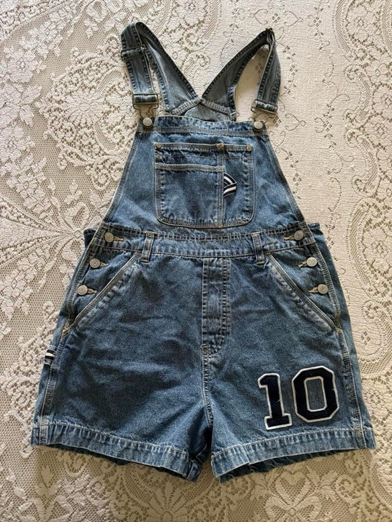 No Boundaries Pants - 90's sporty grunge denim overalls w athletic style patches